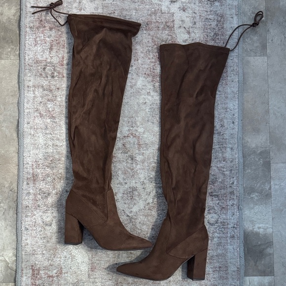 JustFab Chocolate Over-the-Knee Boots - Picture 2 of 6